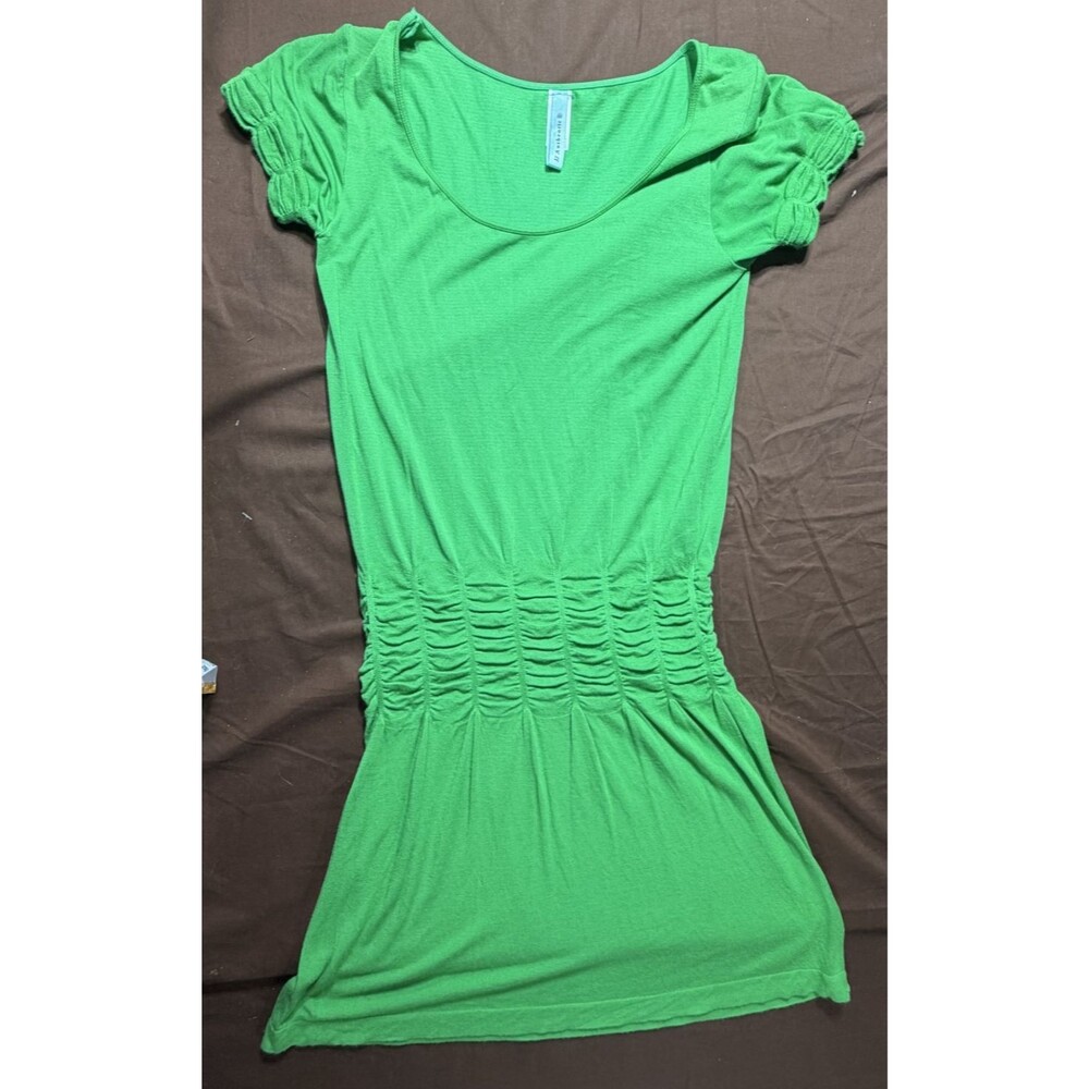 Women's Green Short Dress Ruched Ruching Mini Dress Size XS Small